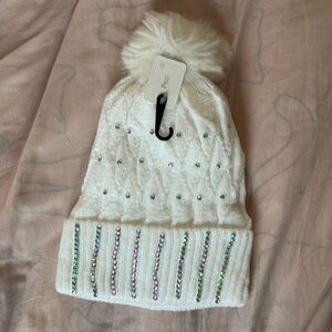 NWT White Bling Beanie